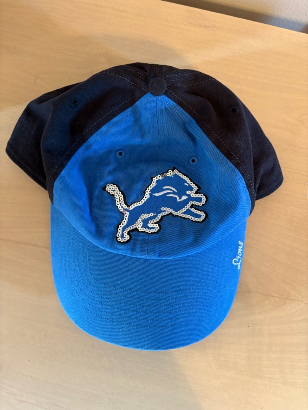 '47 Brand Women's Two-Tone Black and Blue Detroit Lions Baseball Cap